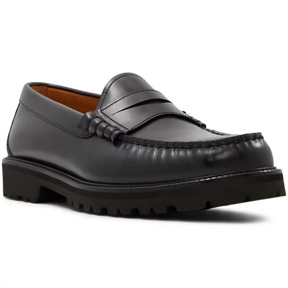 New Men's Brooks Brothers Bleeker Lug Sole Penny Shoes Loafers Leather Black 7M
